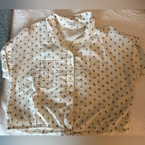 Madewell Cream Shirt with Black Floral Design